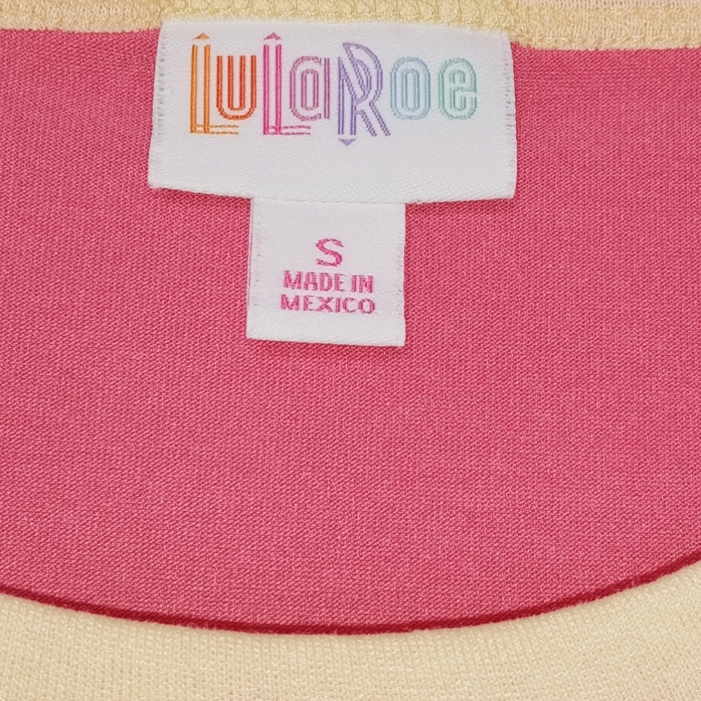 LuLaRoe Women's Small Empowerment Pink Yellow Shirt - Picture 3 of 3